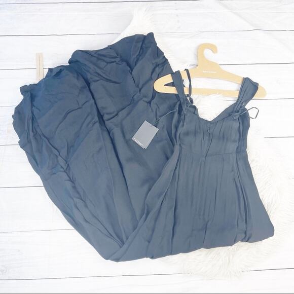 Reformation Womens Poppy Dress in Black Cold Shoulder Sweetheart Neckline Size 2 - Picture 4 of 5